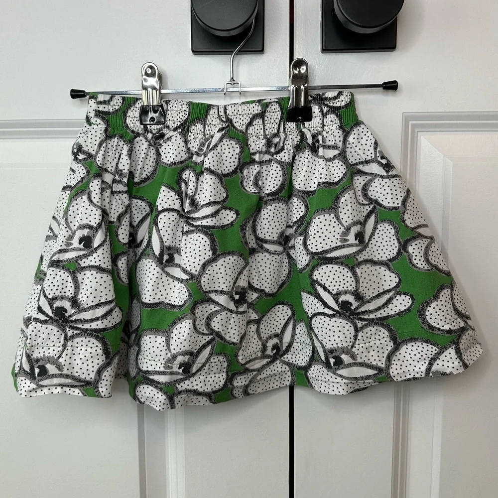 Janie and Jack Girls Spring Green Floral Dot Skirt 100% Cotton(Size 3)